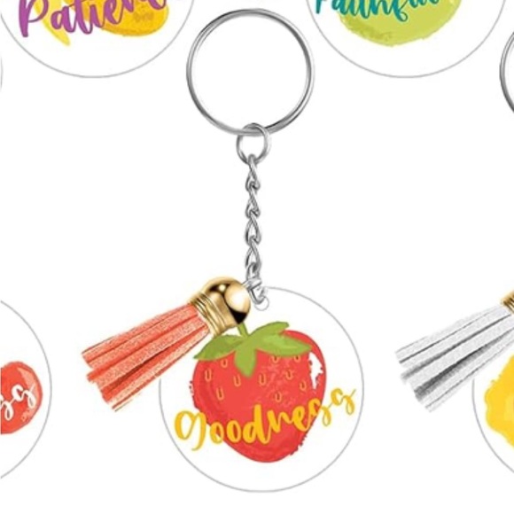 Keychain Acrylic Fruits of the Spirit Key Ring Employee Appreciation Gift New - Picture 1 of 3